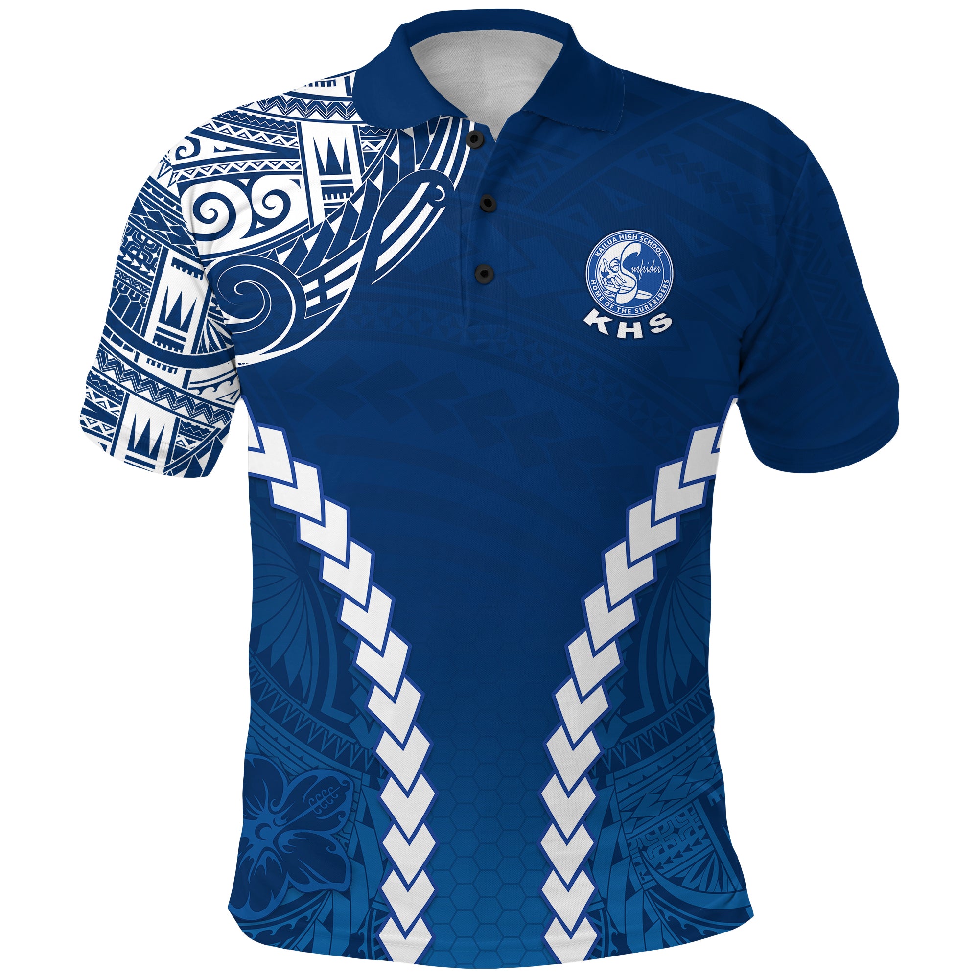Kailua High School Polo Shirt Home of the Surfriders LT13 Unisex Blue - Polynesian Pride