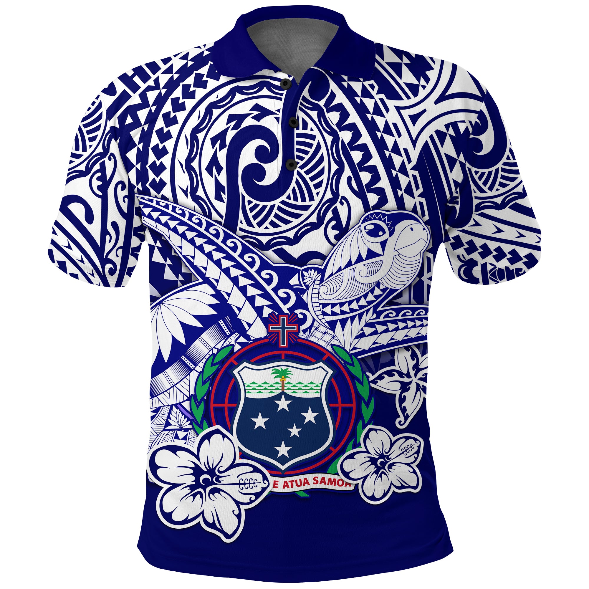 Samoa Polynesian Polo Shirt Samoan Loved Turtles LT13 Unisex Blue - Polynesian Pride