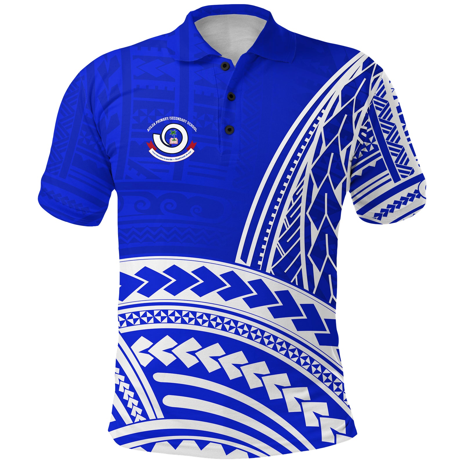 Aulua Primary/Secondary School Polo Shirt LT13 Unisex Blue - Polynesian Pride