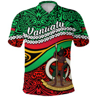 Proud Vanuatu Polo Shirt Pattern Mix Flag LT13 Unisex Green - Polynesian Pride