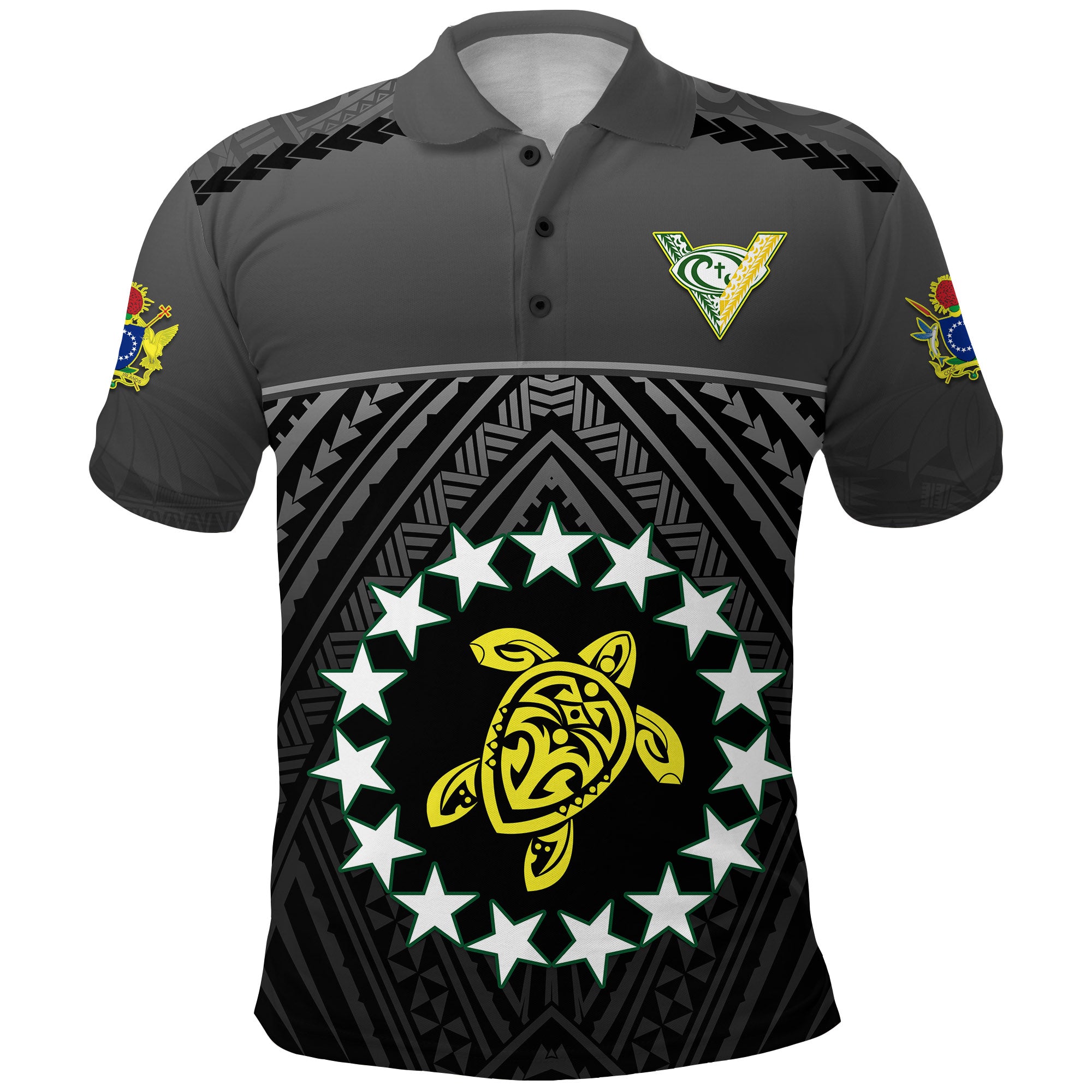 The Kukis Polo Shirt Cook Islands Rugby Black LT13 Unisex Black - Polynesian Pride