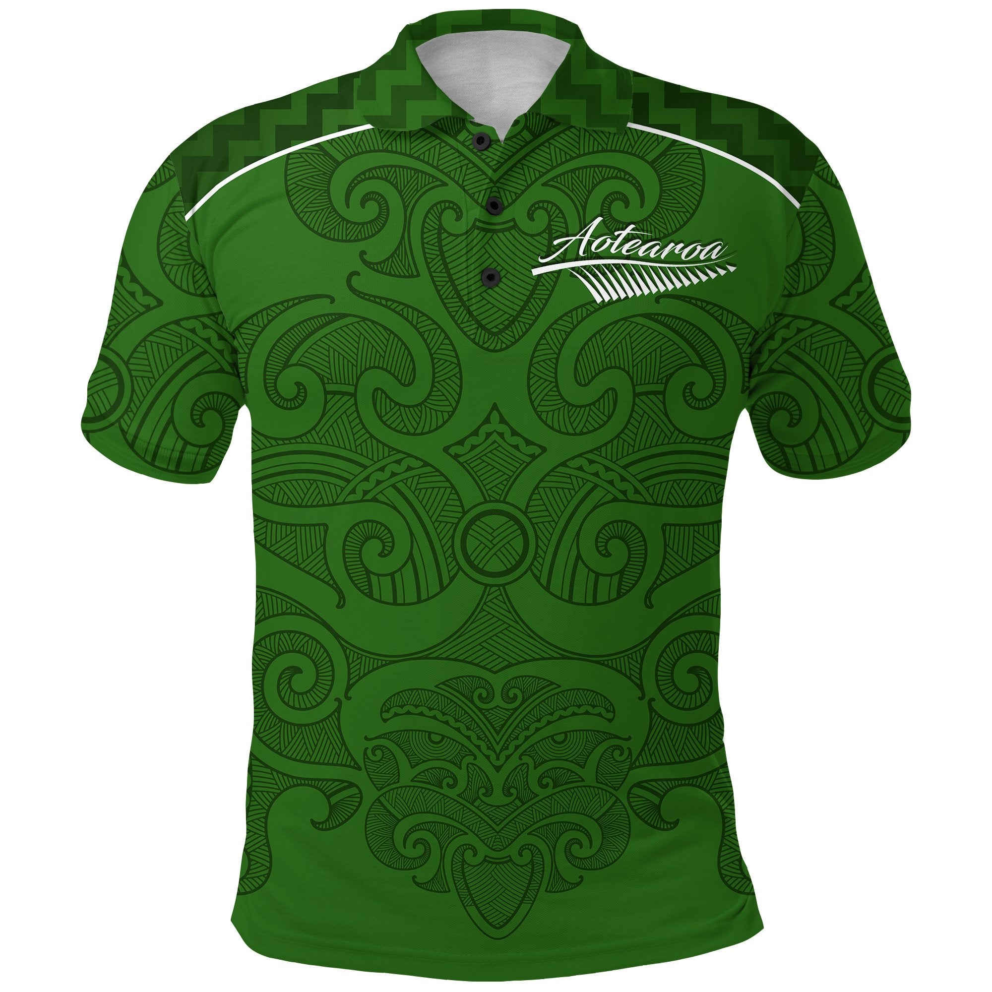 Maori 2021 Polo Shirt Green Aotearoa Tattoo LT13 Unisex Green - Polynesian Pride