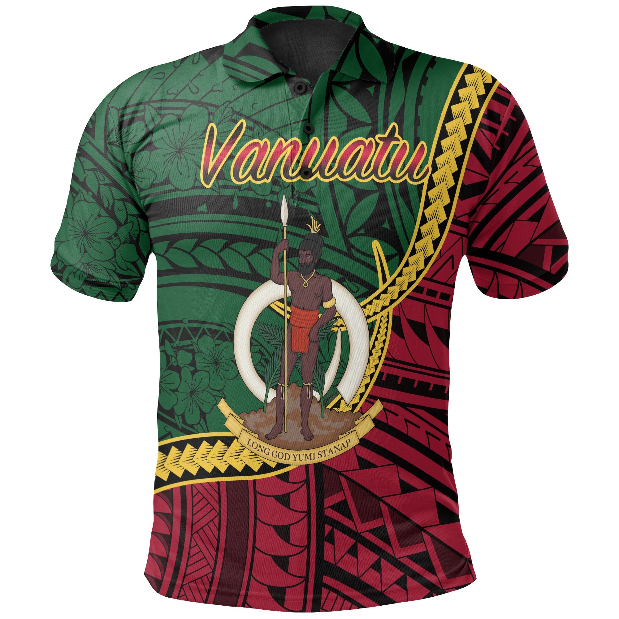 Vanuatu Polo Shirt Seal Of Vanuatu Polynesian Patterns Unisex Green - Polynesian Pride