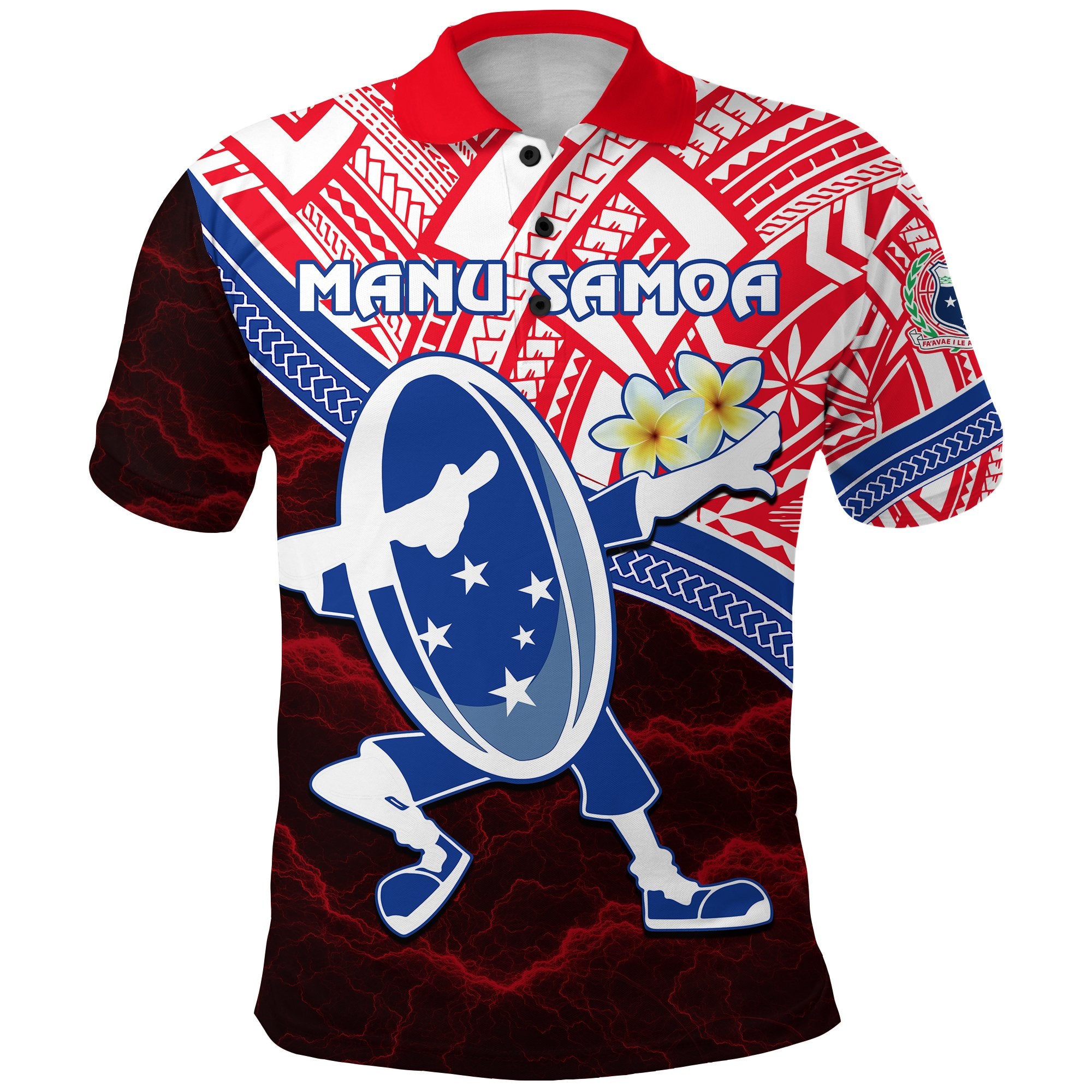 Manu Samoa Rugby Polo Shirt Dab Trend Creative Red Unisex Red - Polynesian Pride