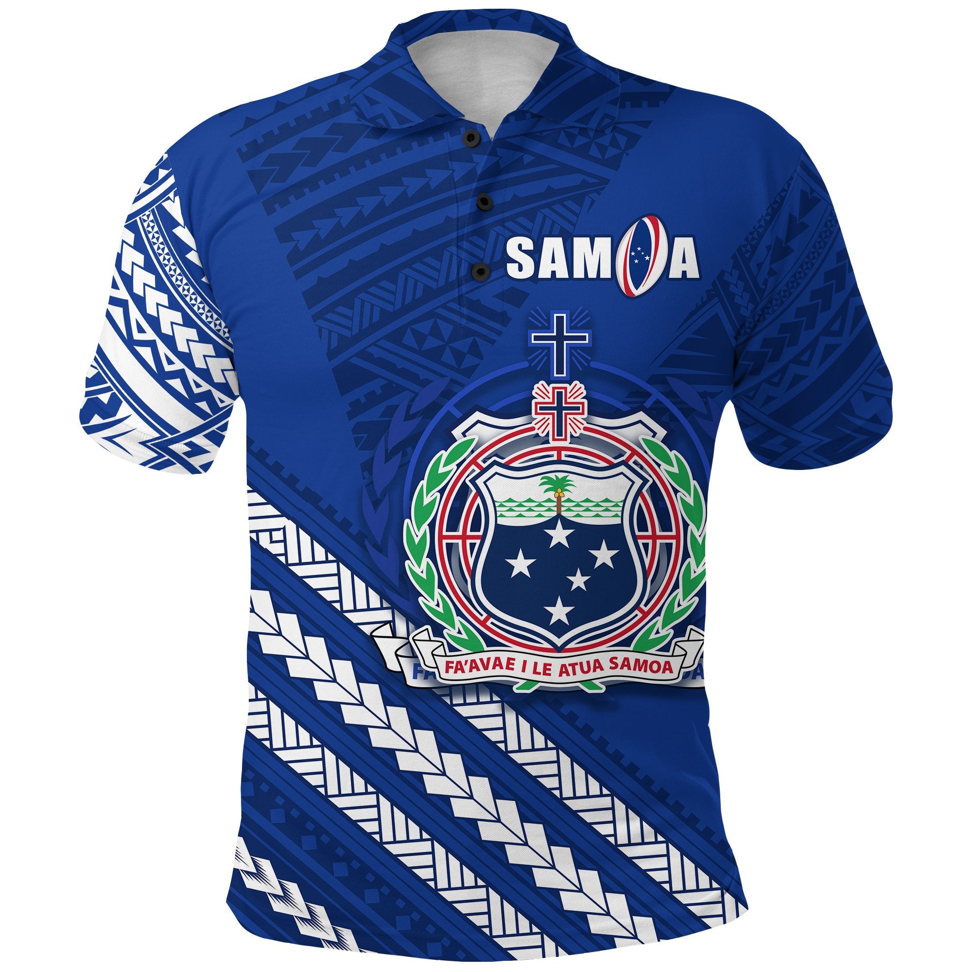 Samoa Rugby Polo Shirt Go The Manu Unisex Blue - Polynesian Pride