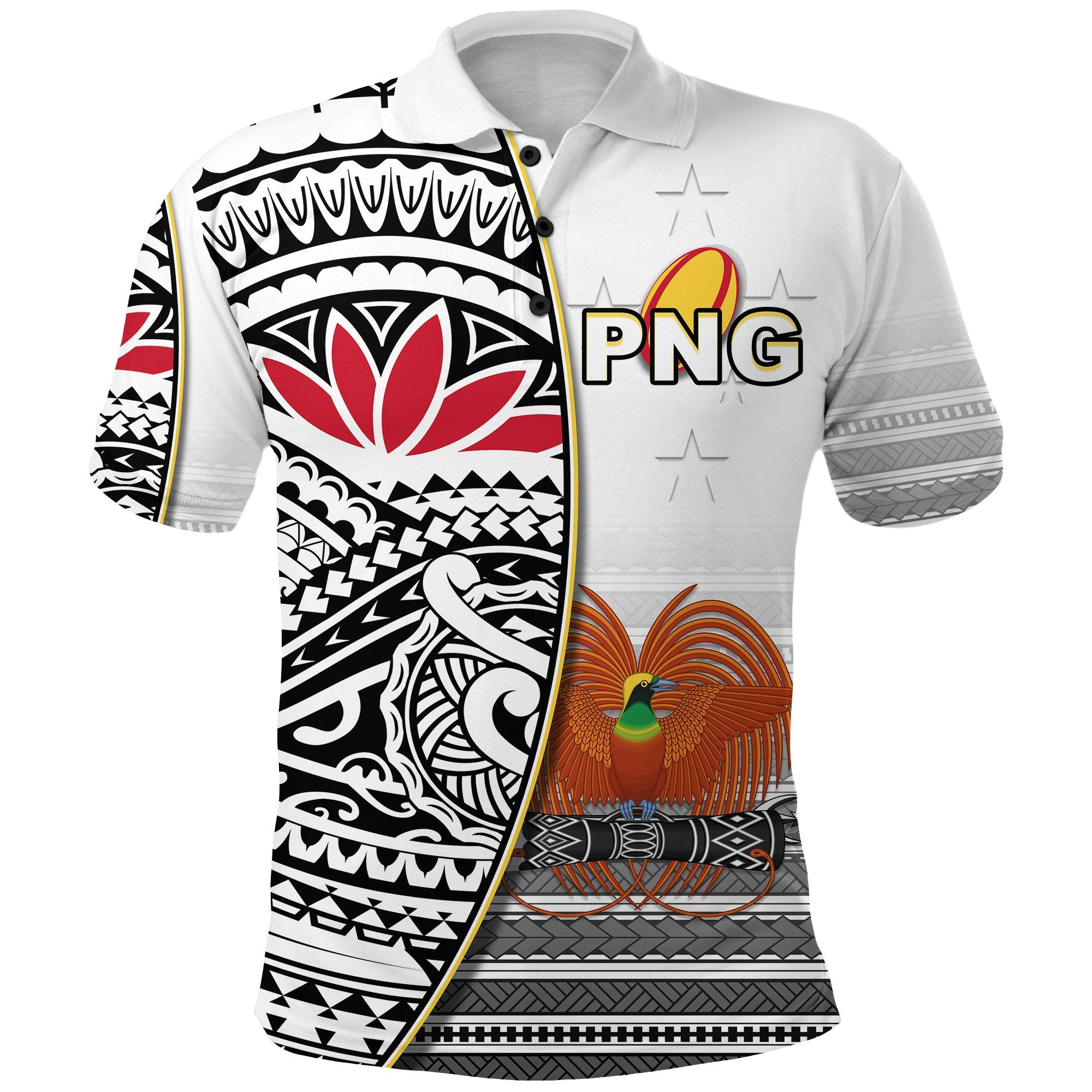 Papua New Guinea Rugby Polo Shirt PNG Impressive Unisex White - Polynesian Pride