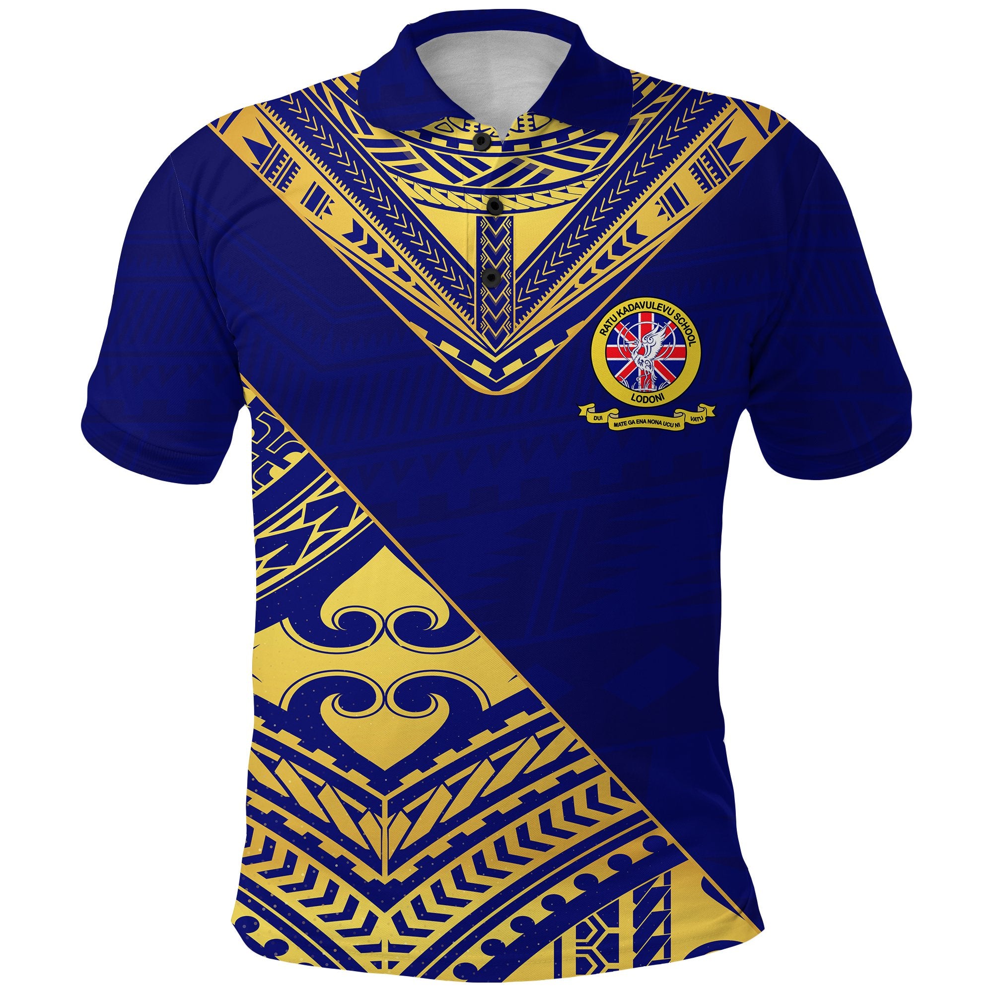 Ratu Kadavulevu Polo Shirt Version 03 School Unisex Blue - Polynesian Pride