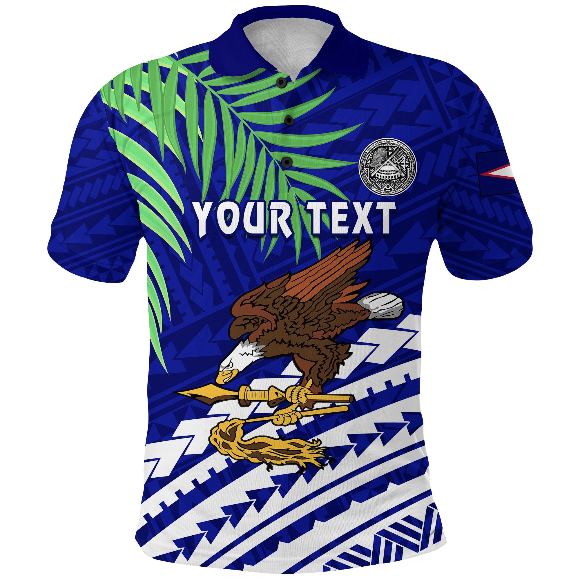 Custom American Samoa Rugby Polo Shirt Coconut Leaves Coconut Talavalu Unisex Blue - Polynesian Pride