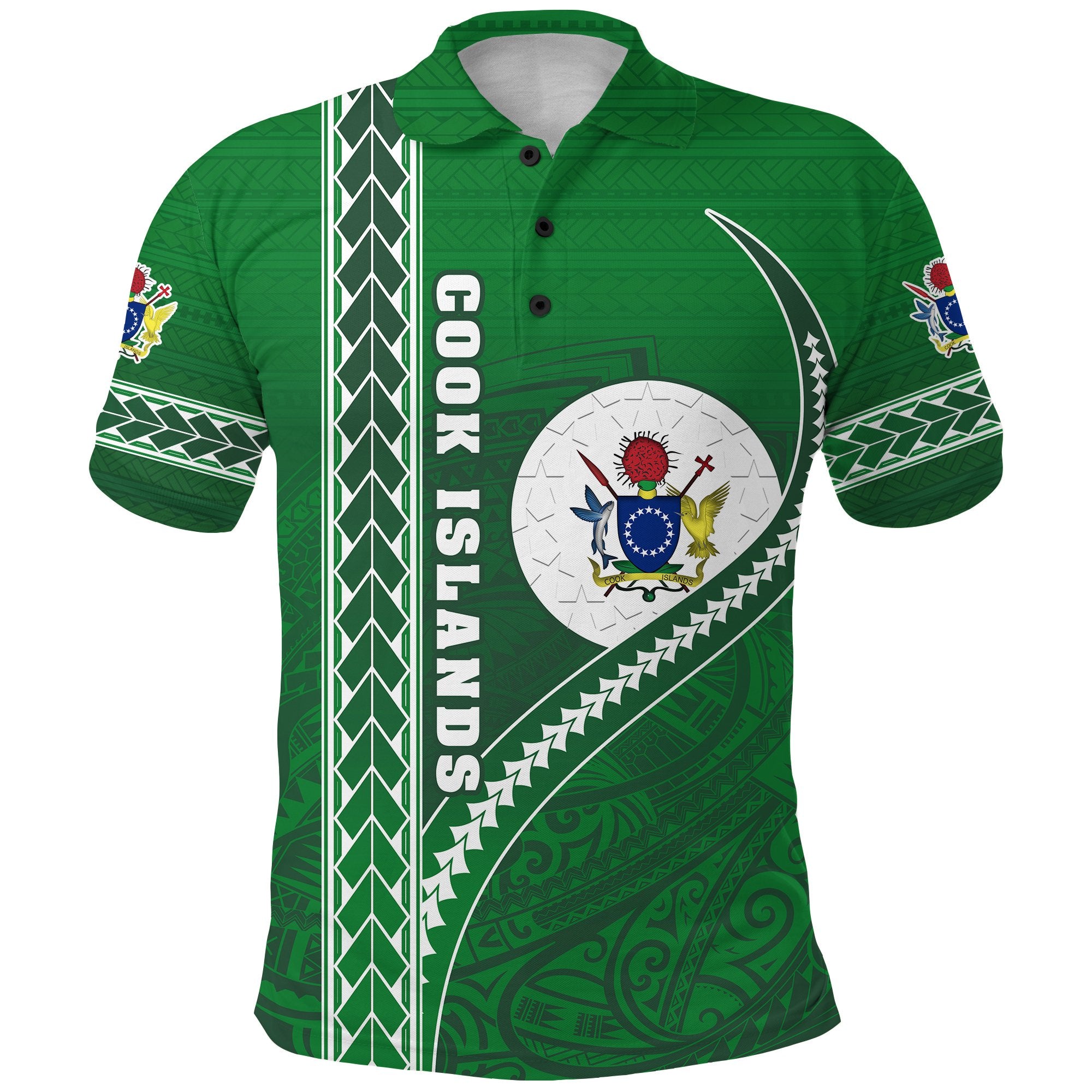 Cook Islands Rugby Polo Shirt Simple Style Green Unisex Green - Polynesian Pride