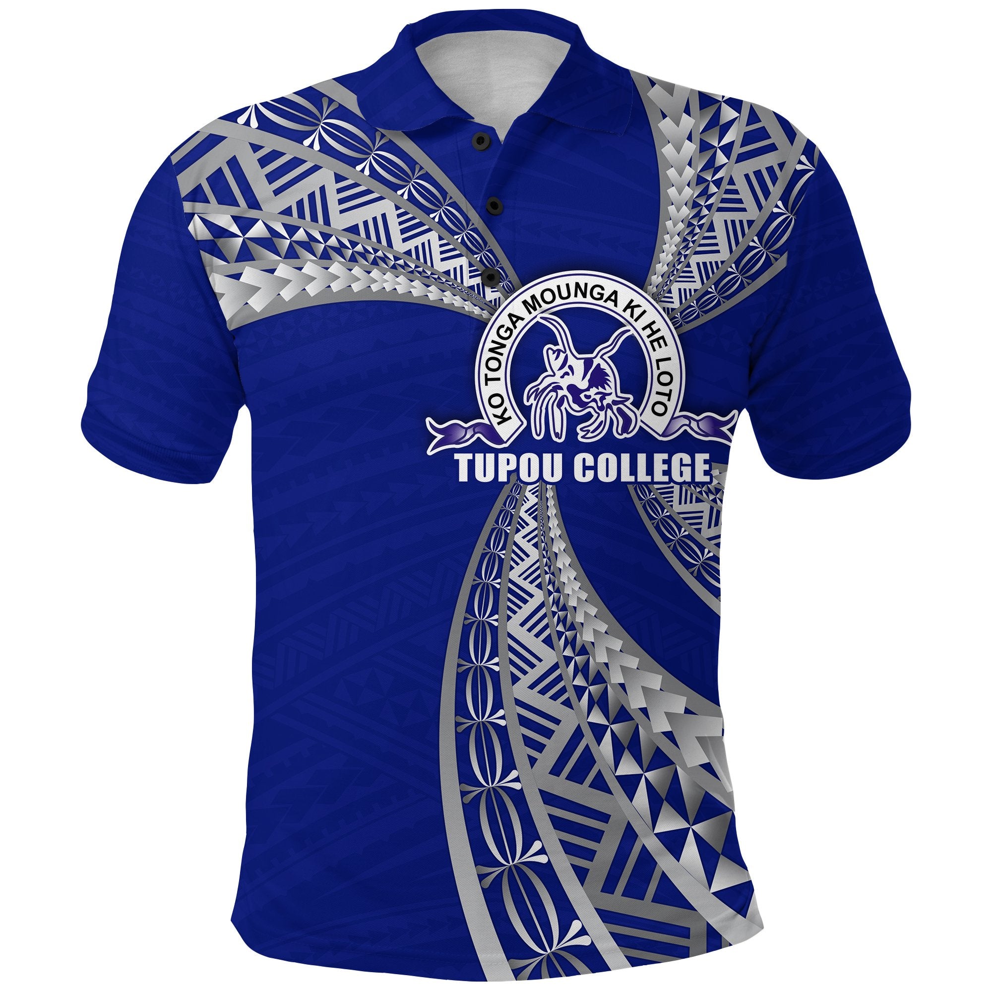 Tupou College Polo Shirt Toloa Tonga Unisex Blue - Polynesian Pride