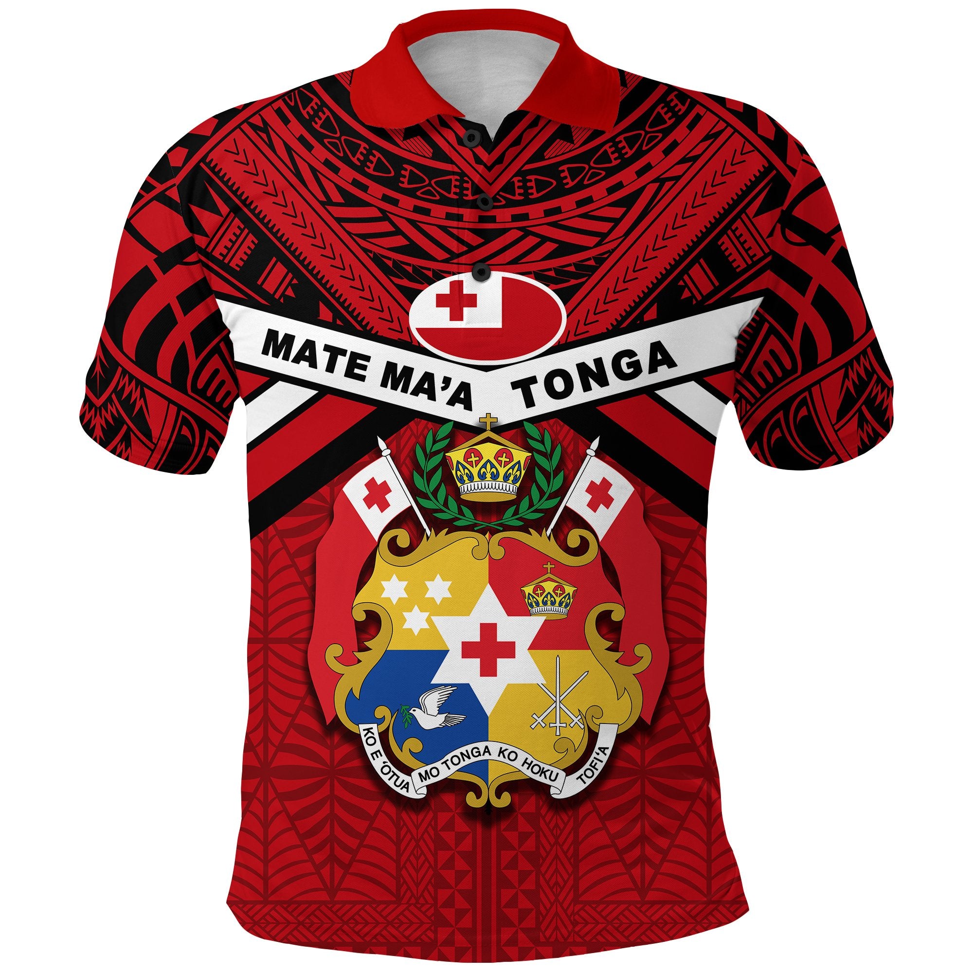 Tonga Rugby Polo Shirt Mate Maa Tonga Unisex Red - Polynesian Pride