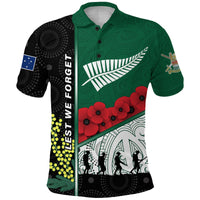 Custom ANZAC Day Lest We Forget Polo Shirt Australia Indigenous and New Zealand Maori - Polynesian Pride