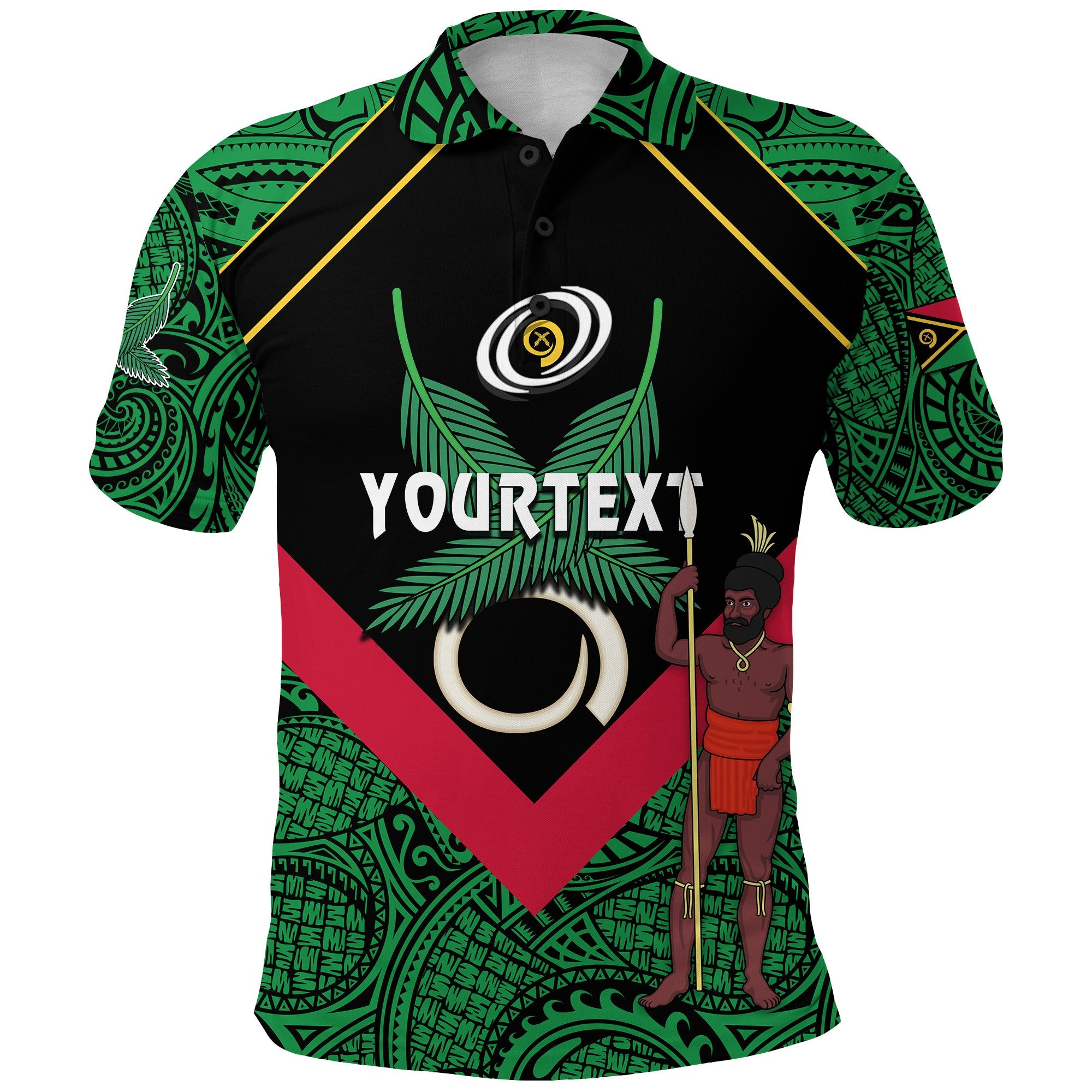 Custom Vanuatu Rugby Polo Shirt Flag Style Unisex Green - Polynesian Pride