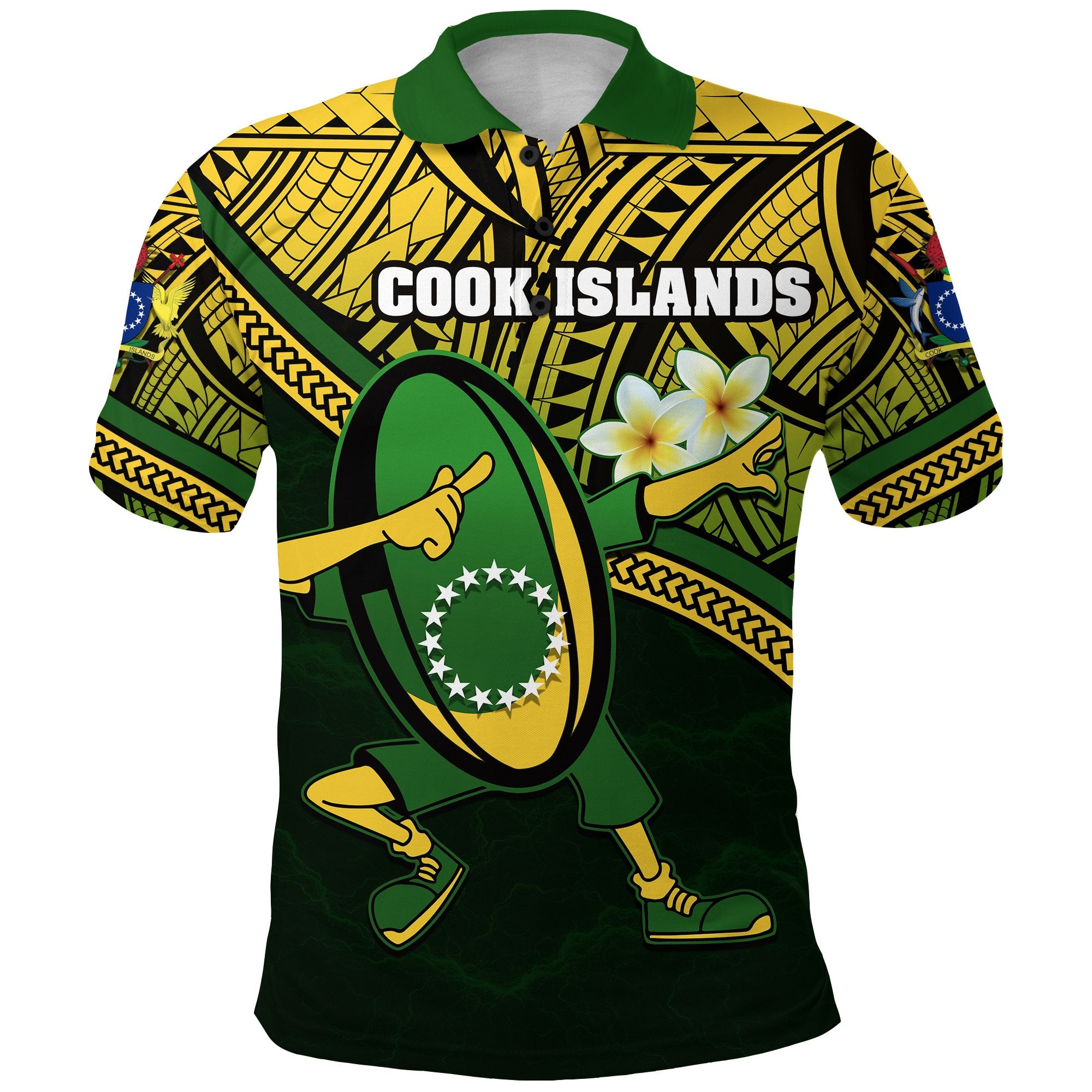 Cook Islands Rugby Polo Shirt Dab Trend Creative Unisex Green - Polynesian Pride