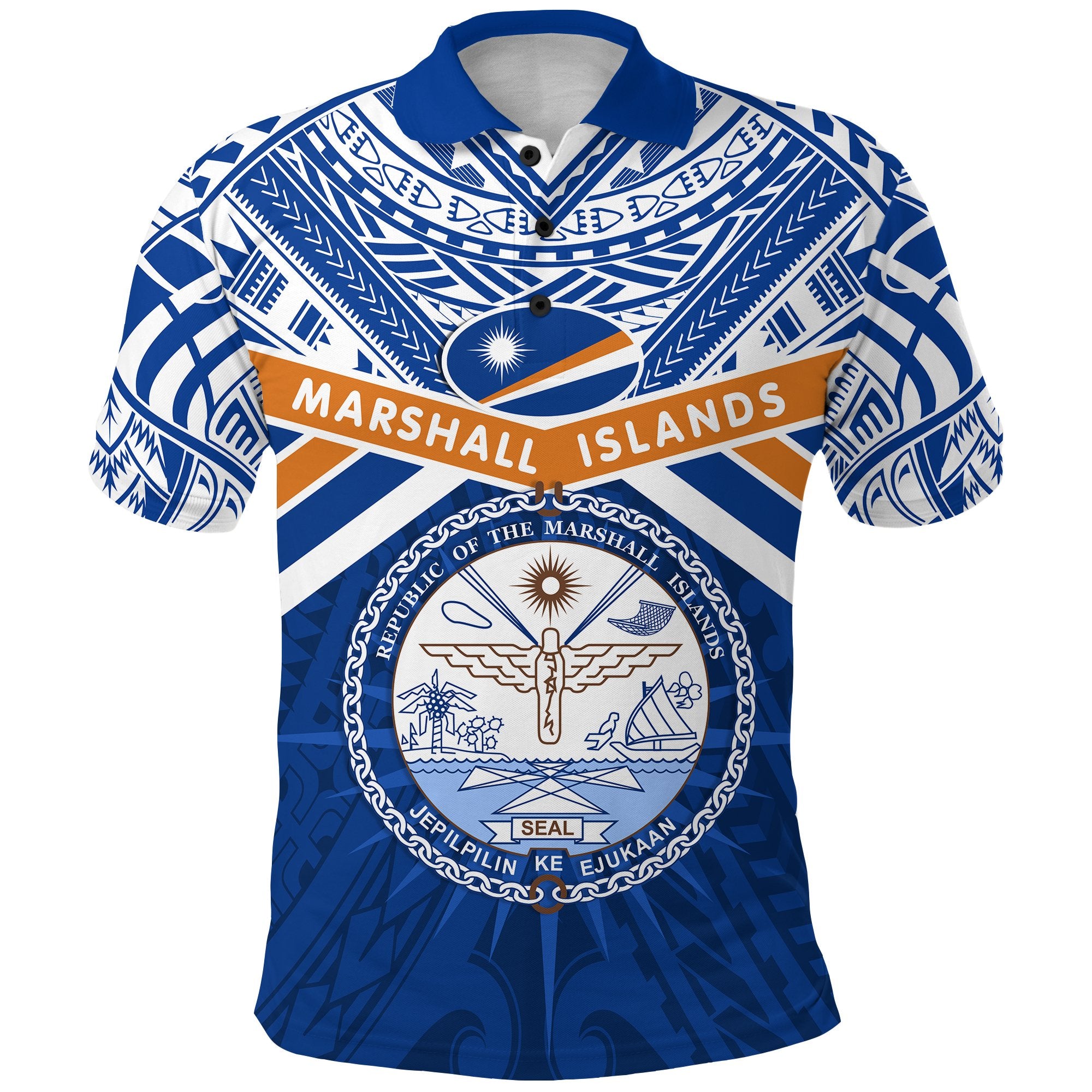 Marshall Islands Rugby Polo Shirt Forever Unisex Blue - Polynesian Pride