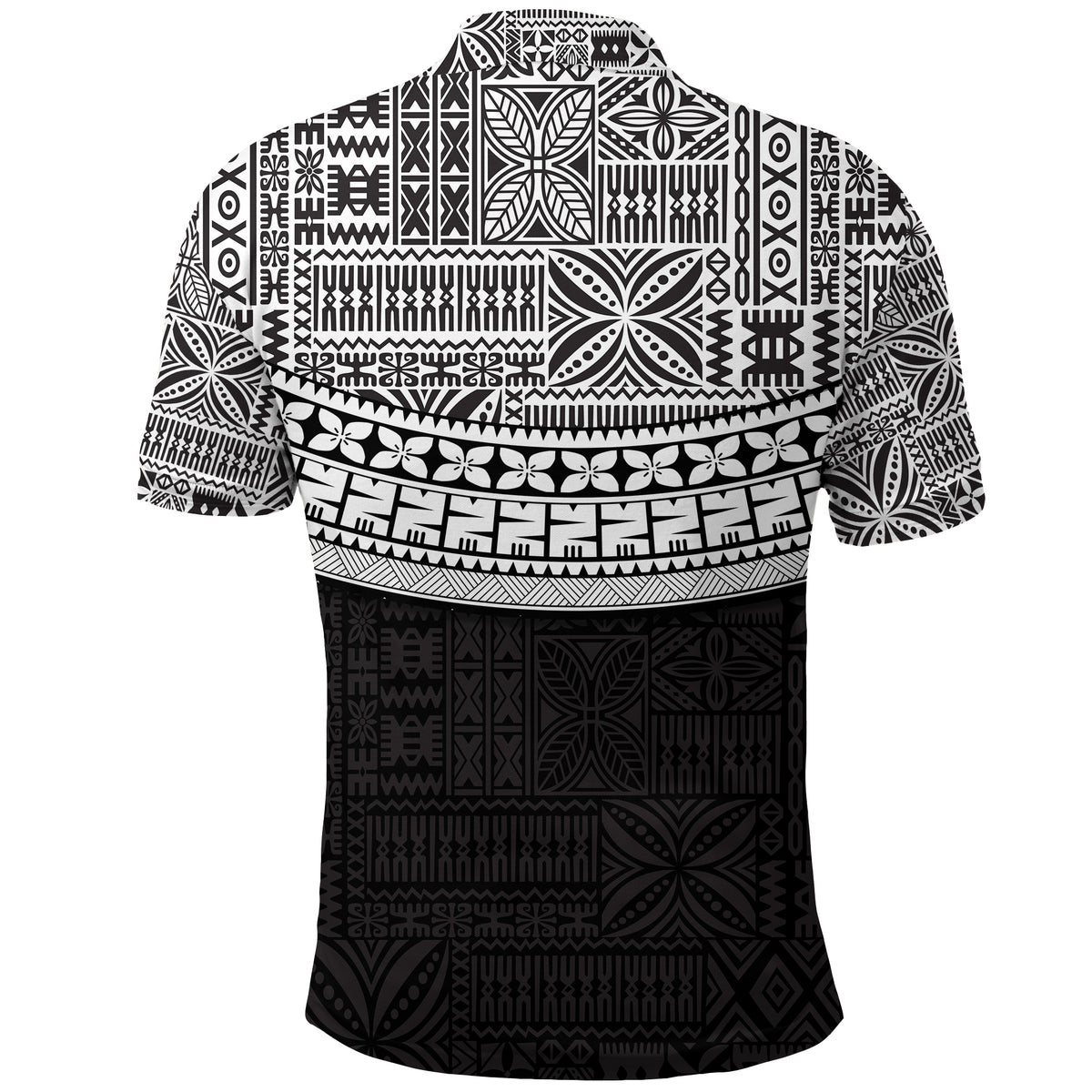 Fiji Tribal Black Polo Shirt Polynesian Chest White Style LT9 - Polynesian Pride