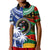 Indigenous South Africa Mixed Fiji Palm Tapa Kid Polo Shirt LT9 Kid Blue - Polynesian Pride
