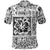 Fiji Tribal Black Polo Shirt Triple Hibiscus Tapa Style LT9 White - Polynesian Pride