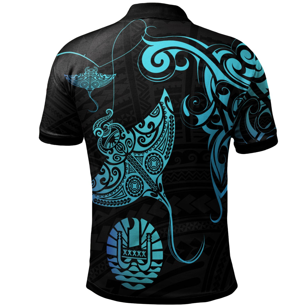Tahiti Custom Polo Shirt Polynesian Fishing Ray Ocean - Polynesian Pride