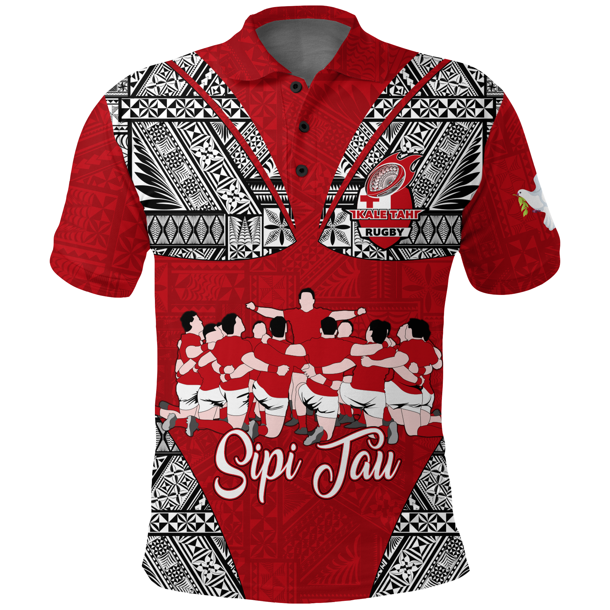 Custom Tonga Rugby Ikale Tahi Sipi Tau Polo Shirt LT2 - Polynesian Pride