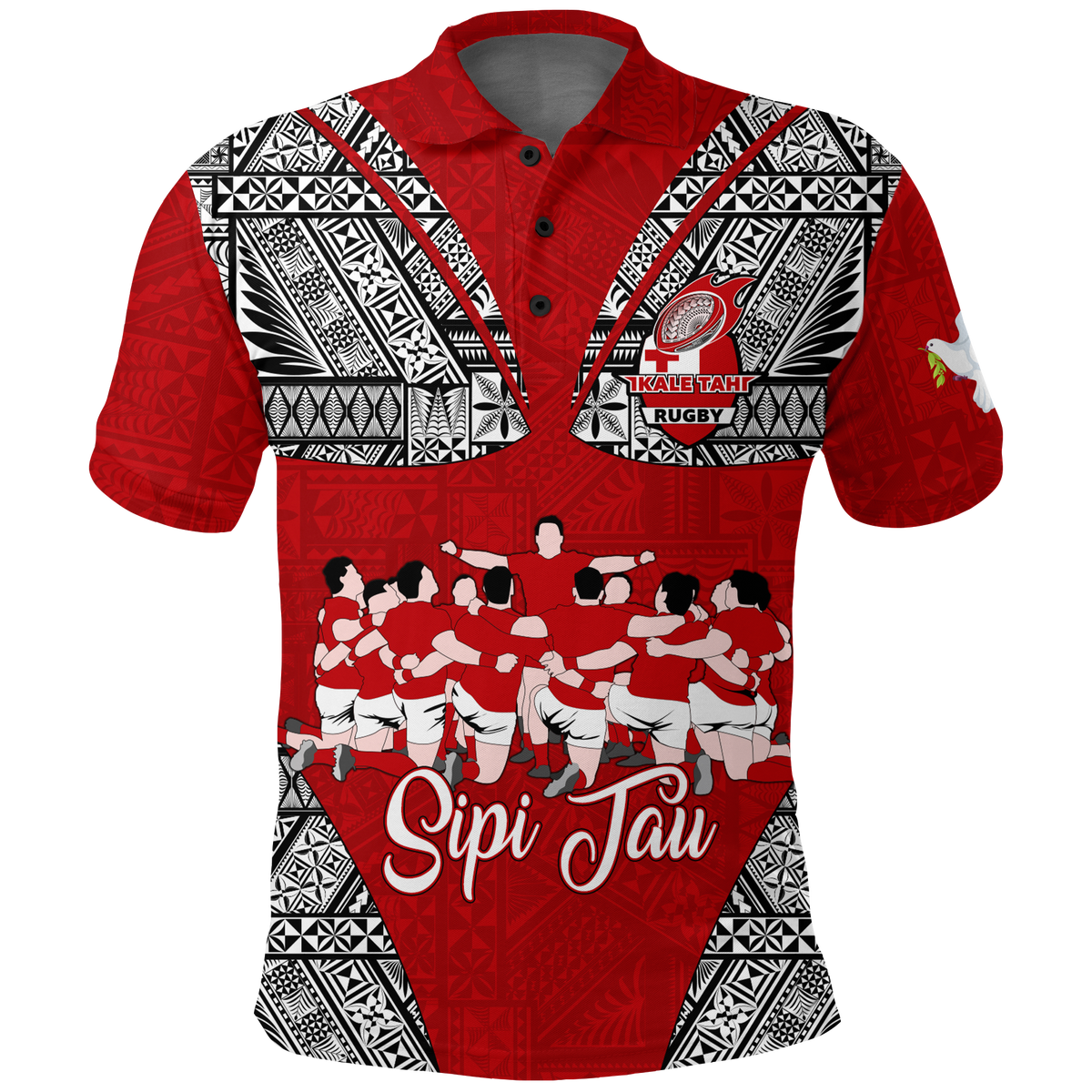 Tonga Rugby Ikale Tahi Sipi Tau Polo Shirt LT2 RED - Polynesian Pride