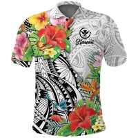 Custom Hawaii Hibiscus Kanaka Polynesia Polo Shirt LT2 WHITE - Polynesian Pride