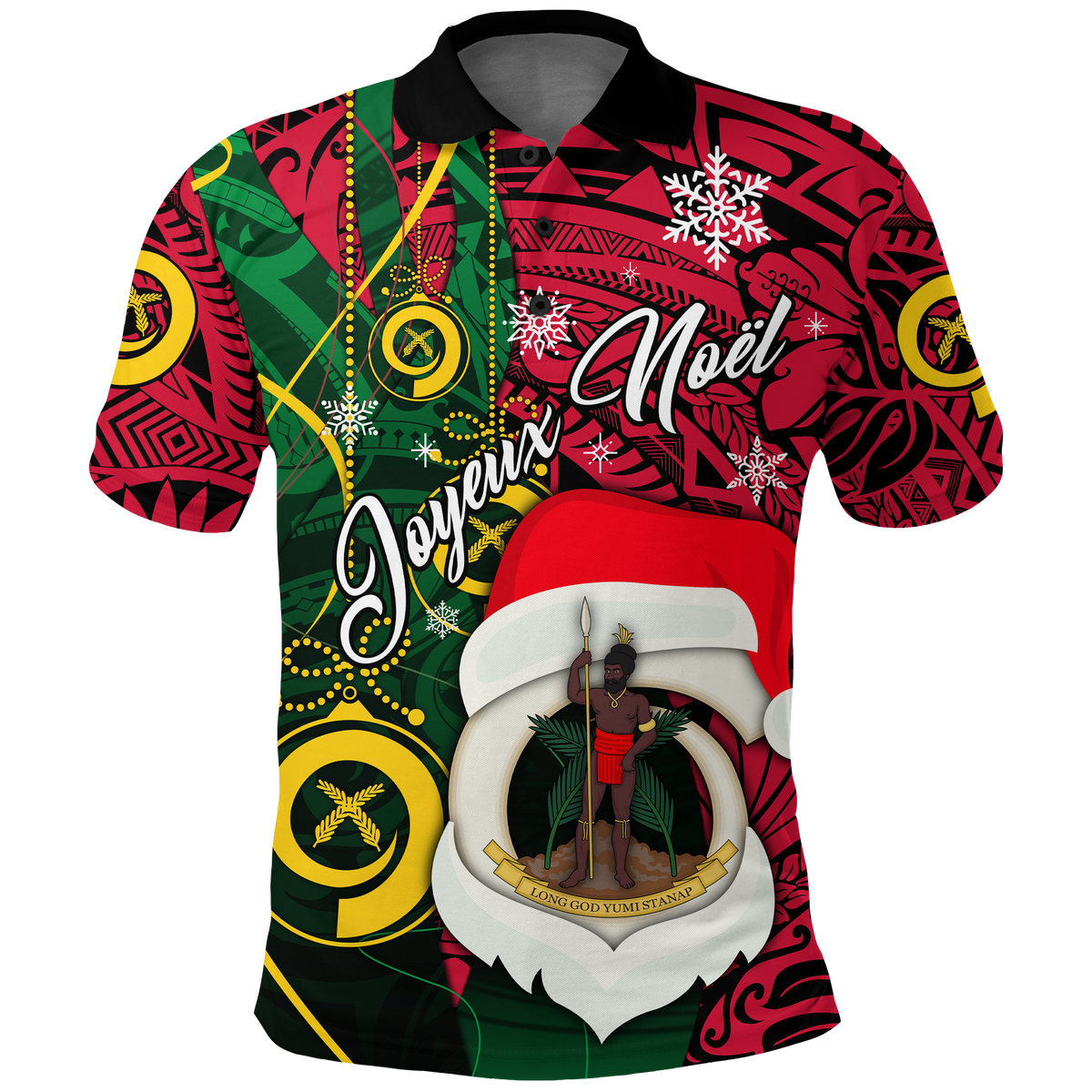 Vanuatu Christmas Joyeux Nol Santas God Yumi Polo Shirt LT2 PURPLE - Polynesian Pride