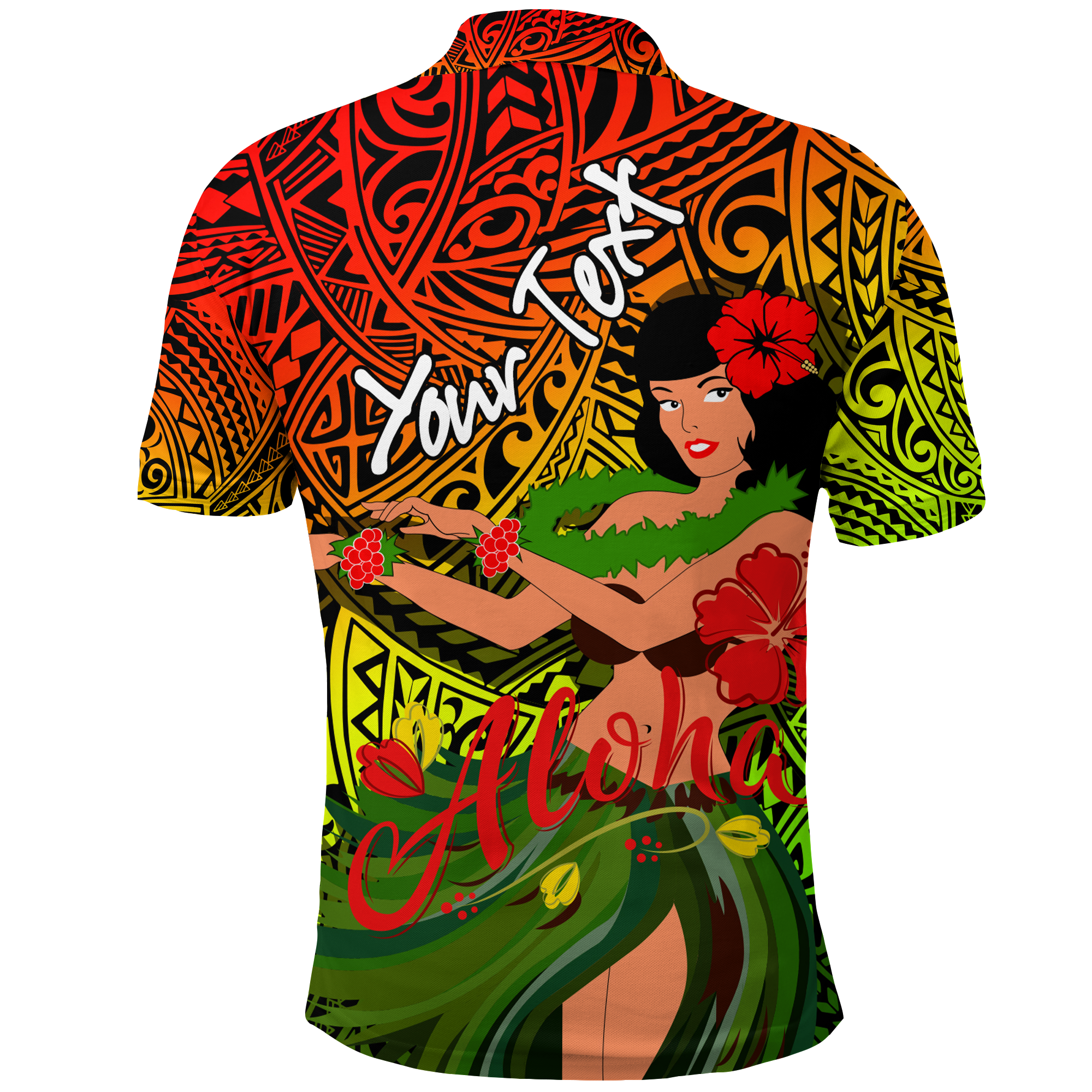 Custom Hawaii Hula Girl Reggae Polo Shirt LT2 REGGAE - Polynesian Pride