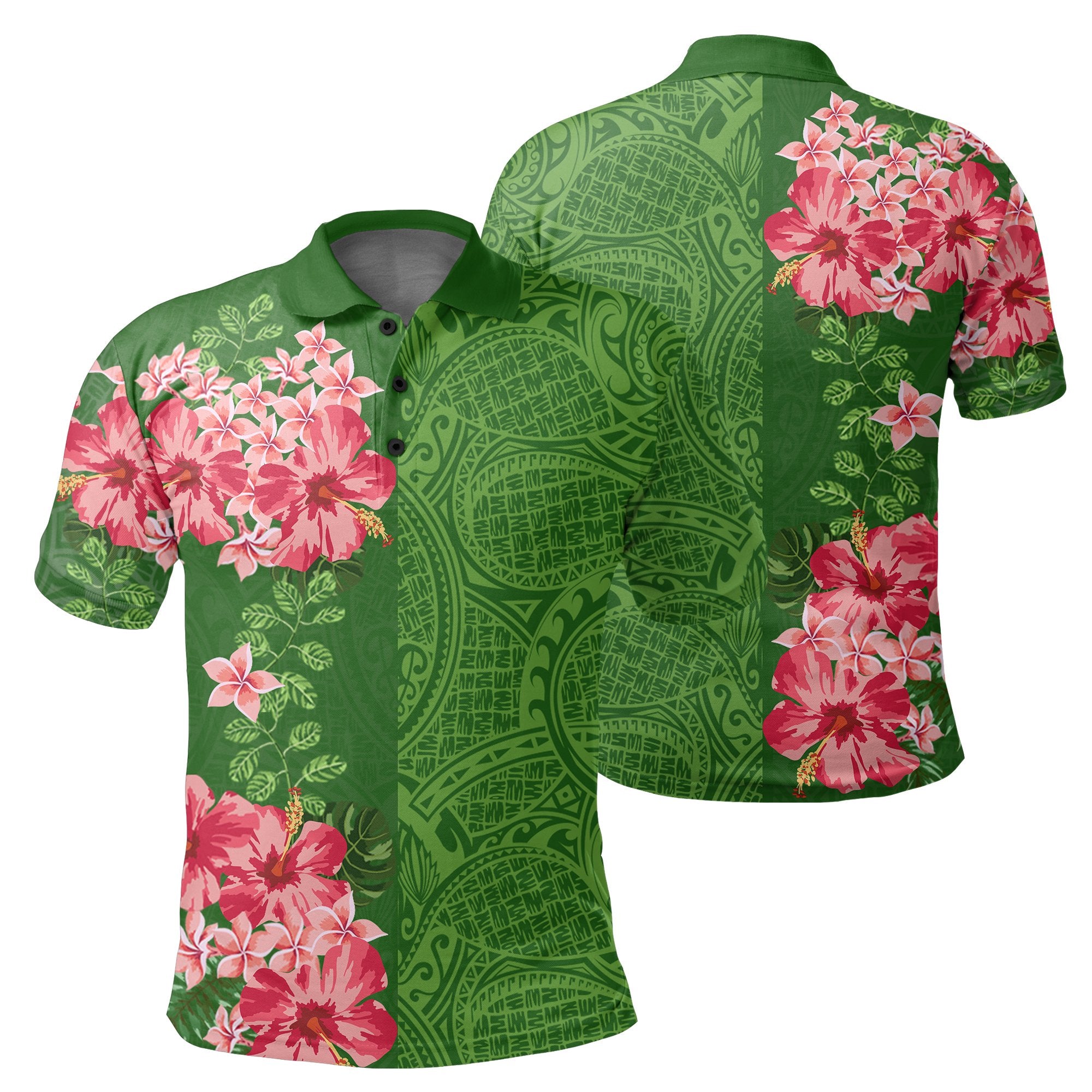 Hawaii Tropical Polynesian Hawaiian Polo Shirt Curtis Style Green Unisex Green - Polynesian Pride