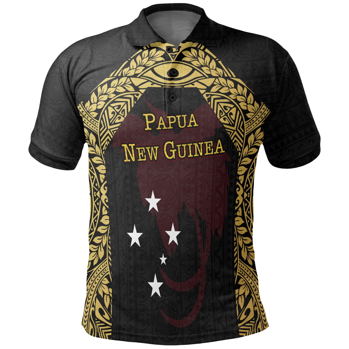 Papua New Guinea Polo Shirt Papua New Guinea Flag Erudite Eye Unisex Black Gold - Polynesian Pride