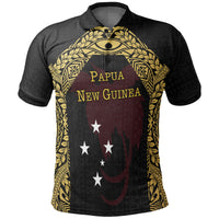Papua New Guinea Polo Shirt Papua New Guinea Flag Erudite Eye Unisex Black Gold - Polynesian Pride