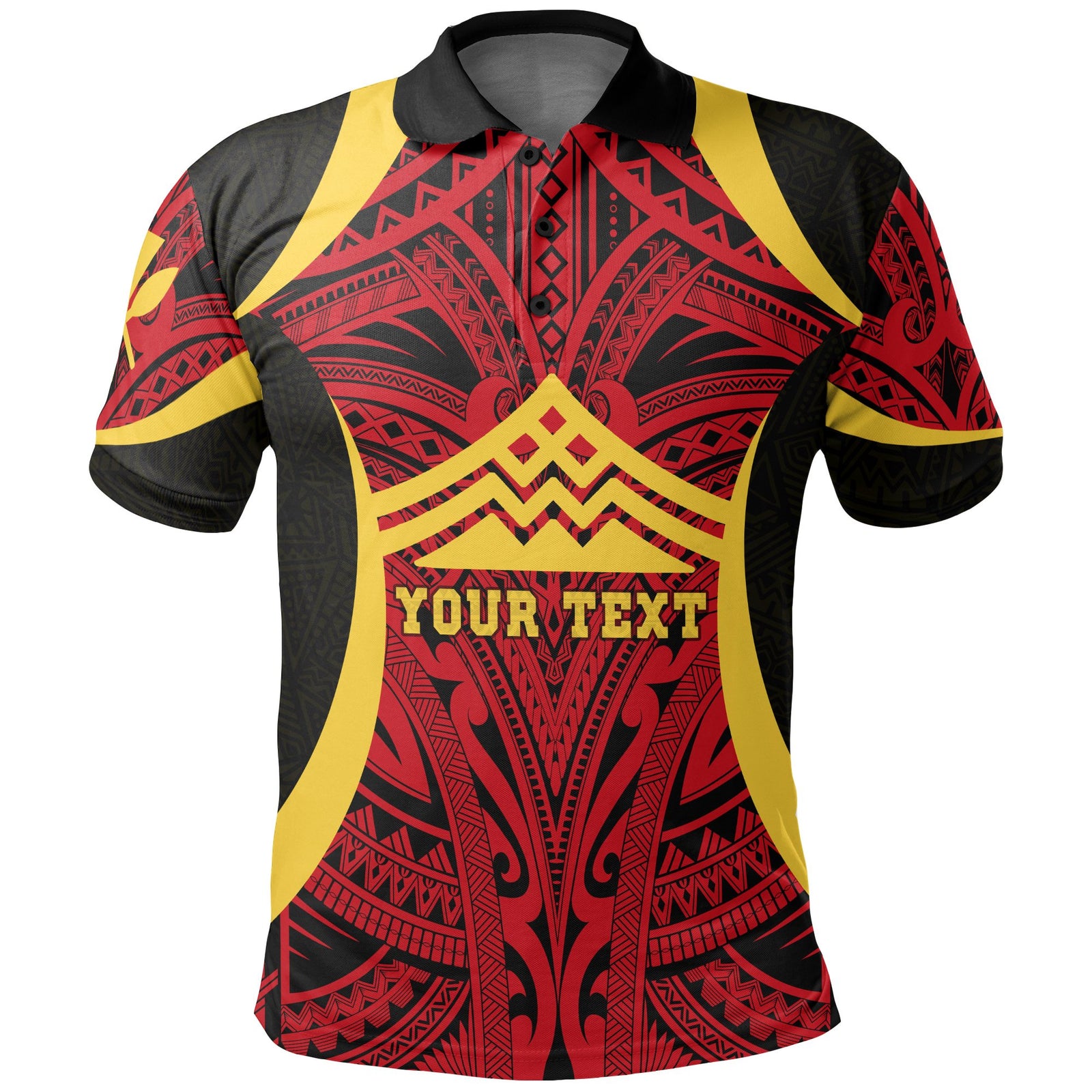 Hawaii Custom Polo Shirt Hawaii Protect Mauna Kea Unisex Red Yellow - Polynesian Pride