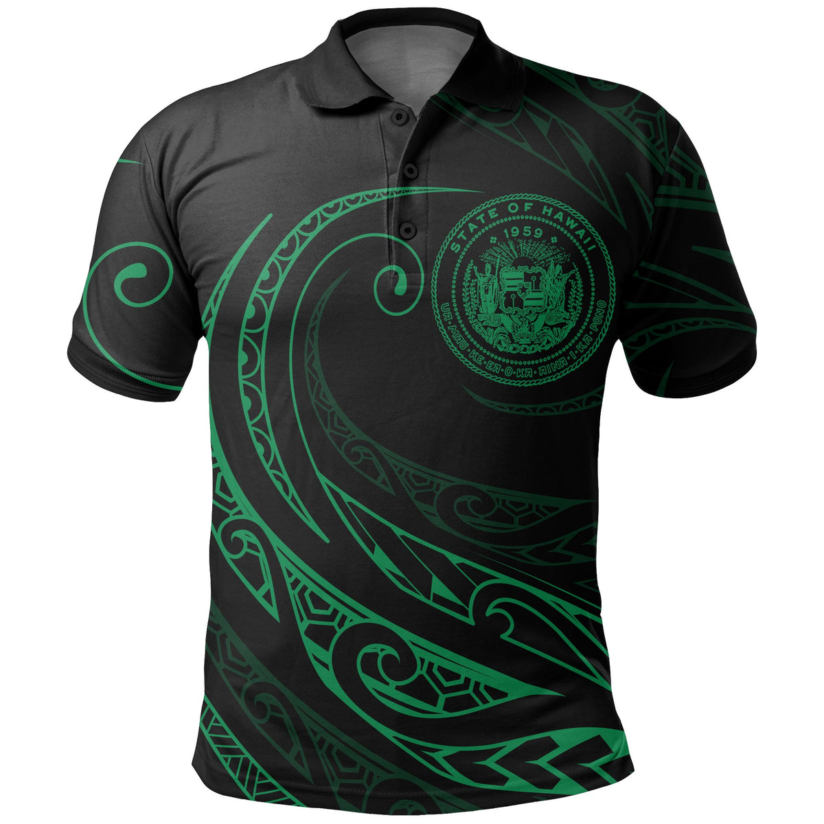 Hawaii Polo Shirt Frida Style Green - Polynesian Pride