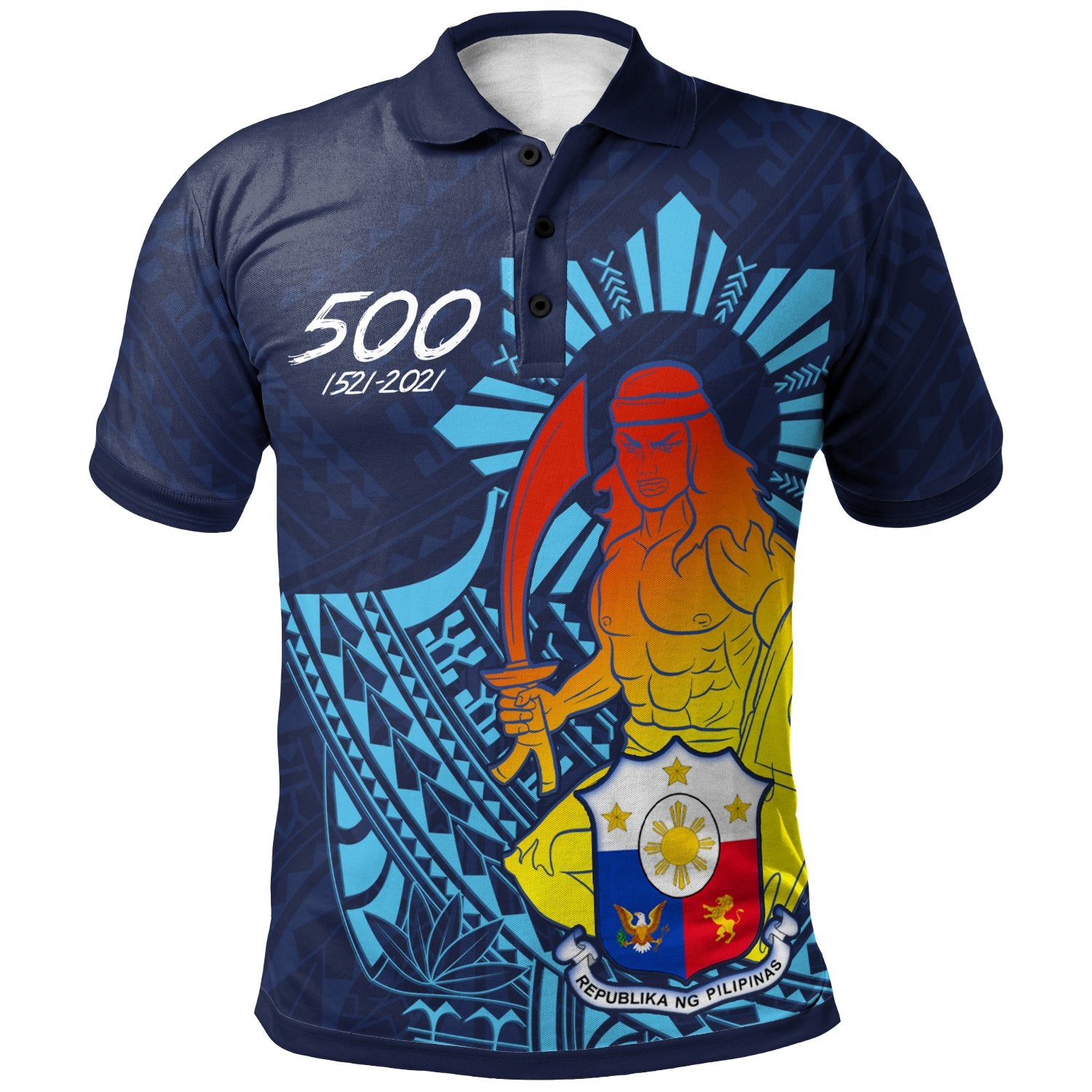 Philippines Polo Shirt King Lapu Lapu Unisex Blue - Polynesian Pride