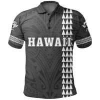 Hawaiian Islands Warrior Kakau Gray Polynesian Polo Shirt - Polynesian Pride