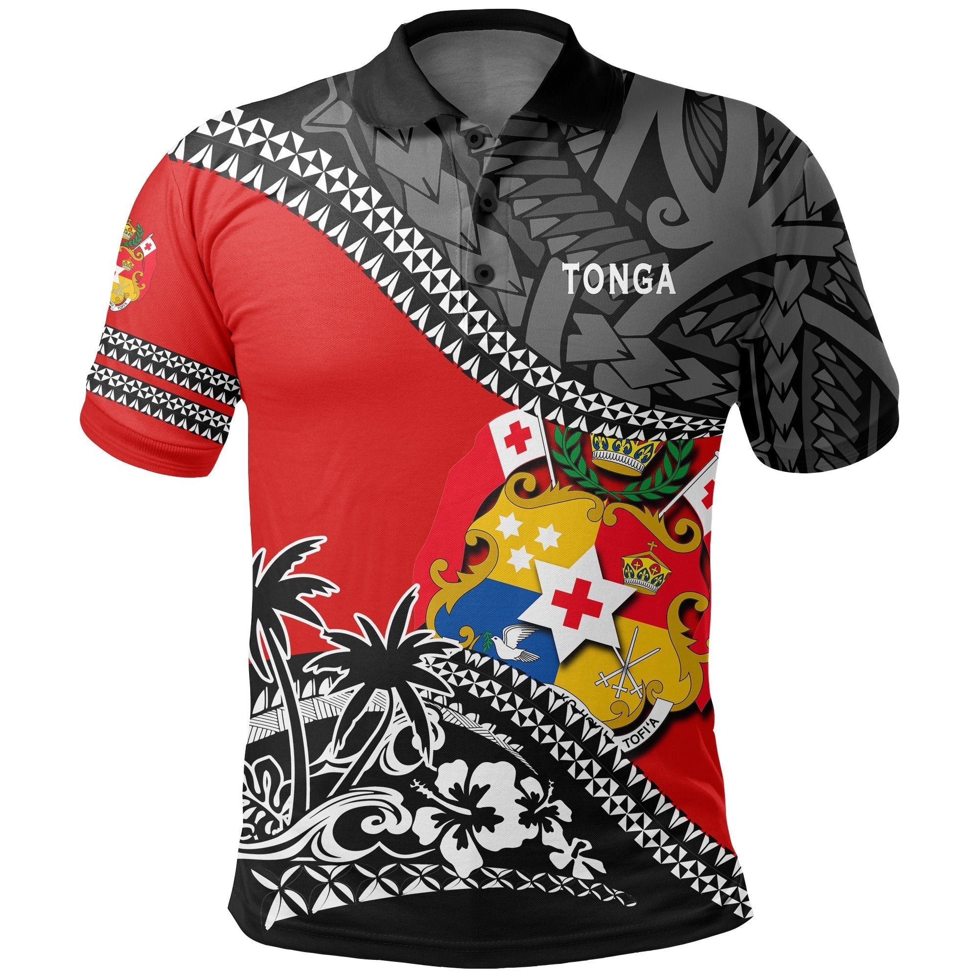 Tonga Polo Shirt Polynesian Style Fall In The Wave K7 Unisex Red - Polynesian Pride