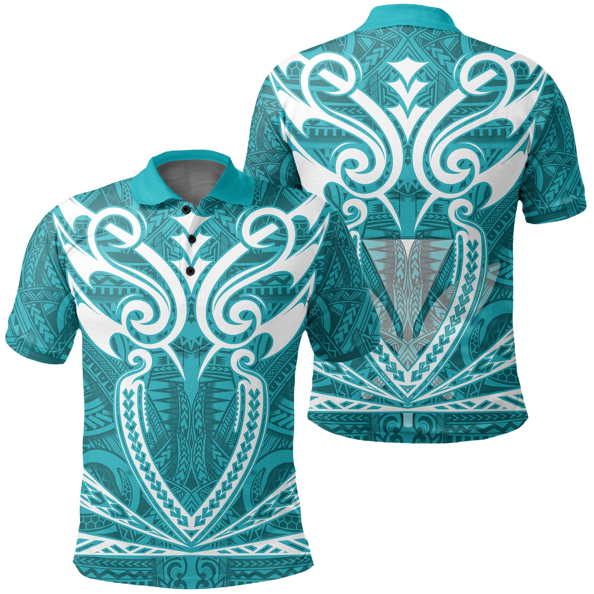 Hawaii Kanaka Polynesian Football Jersey Polo Shirt Cyan Bernice AH Unisex Cyan - Polynesian Pride