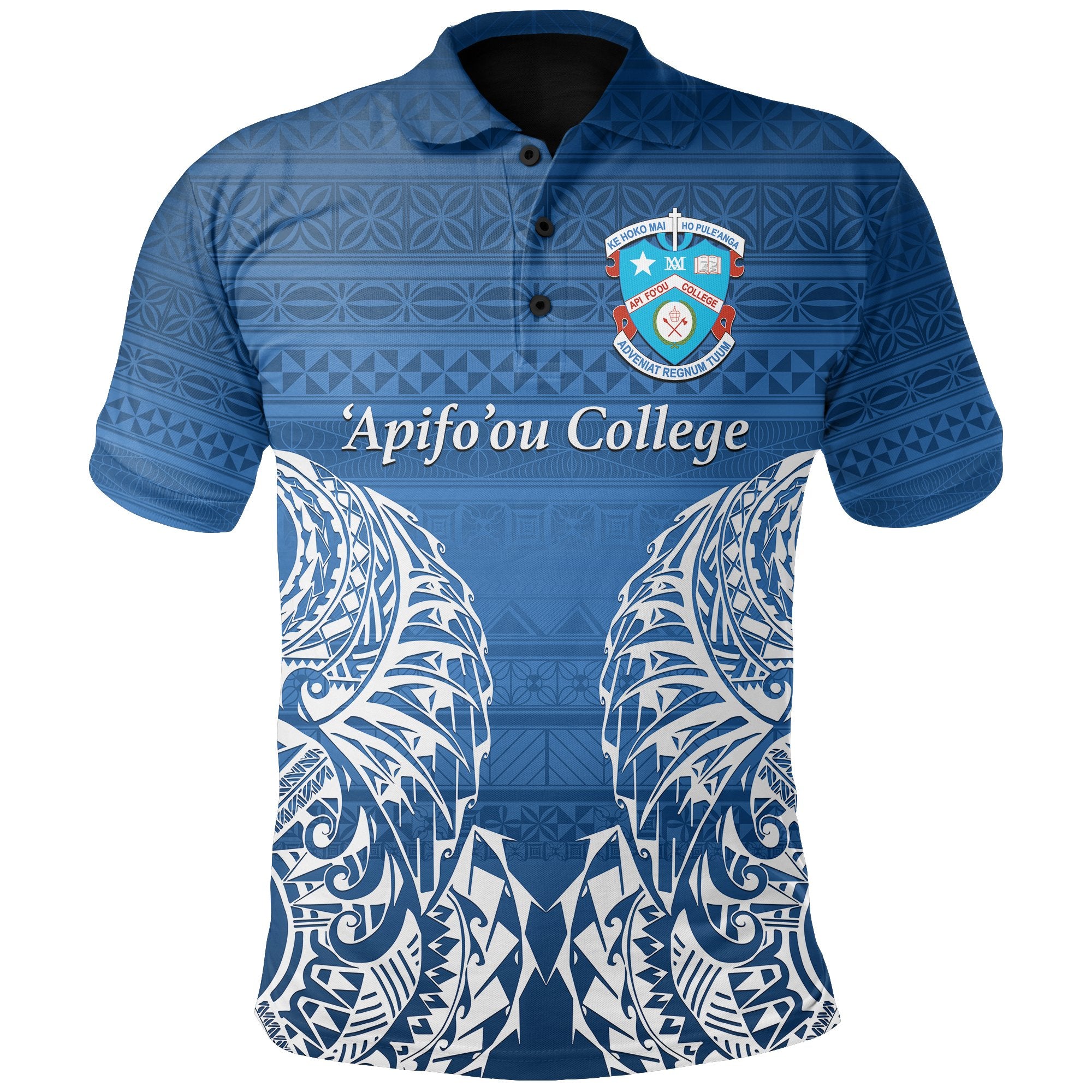 Apifoou College Polo Shirt Simple Polynesian Unisex Blue - Polynesian Pride