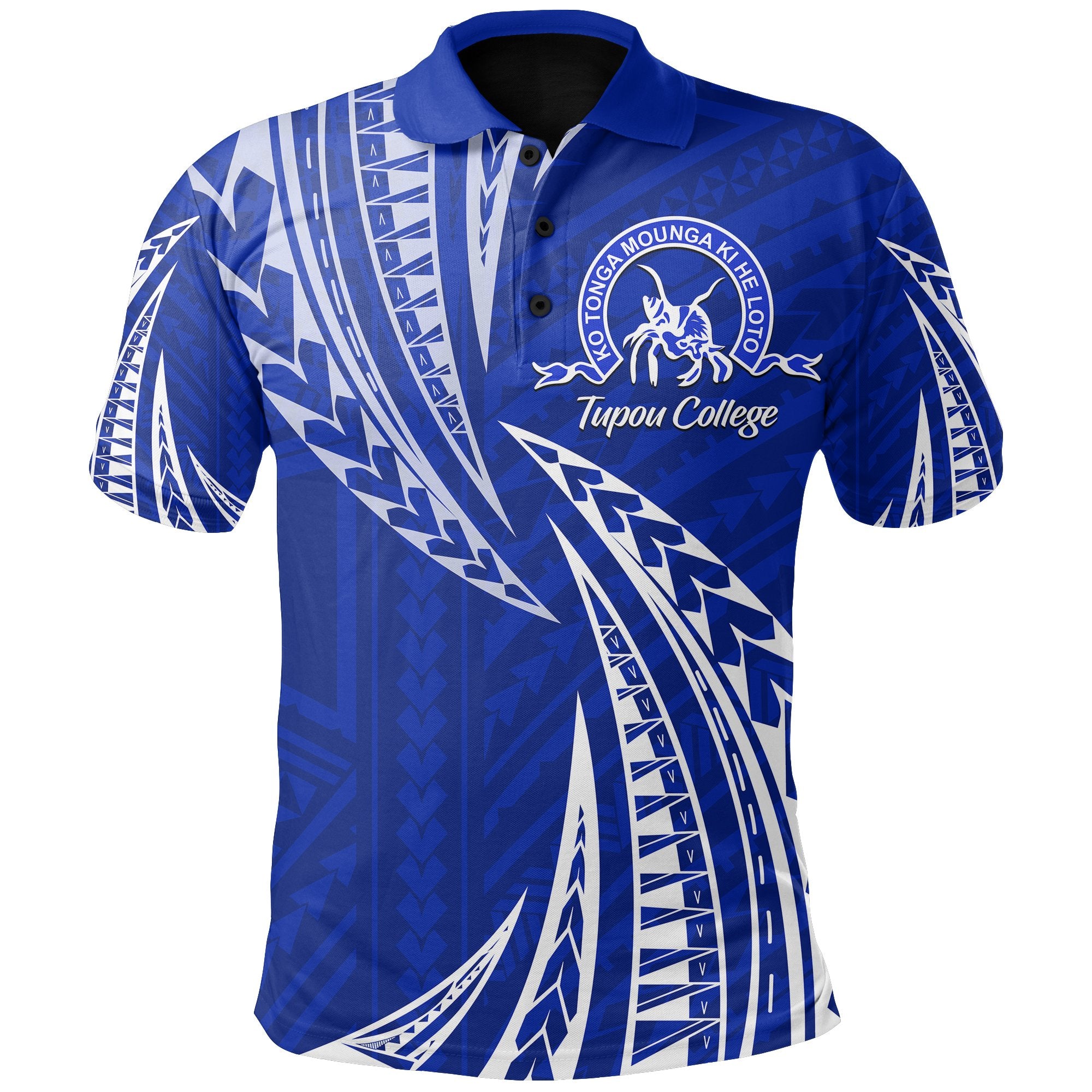 Tupou College Polo Shirt Version 2 Unisex Blue - Polynesian Pride