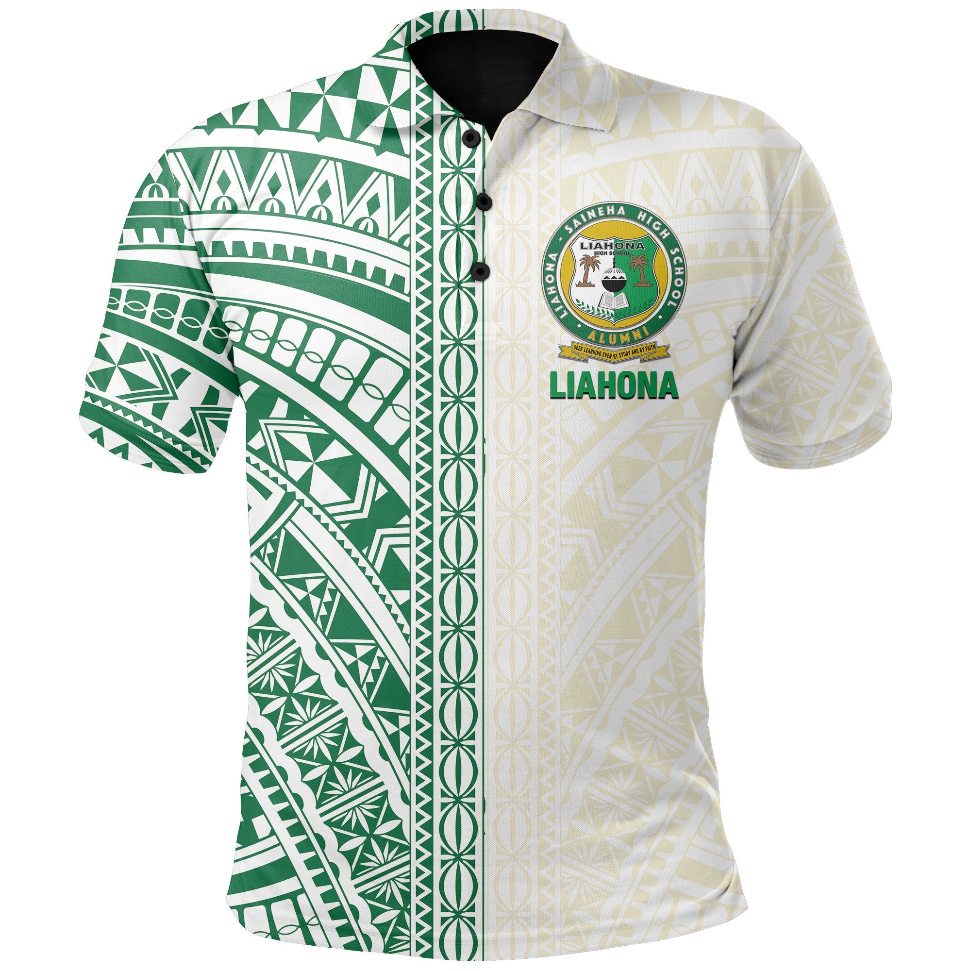 Liahona High School Polo Shirt Polynesian Half Style Unisex Green - Polynesian Pride