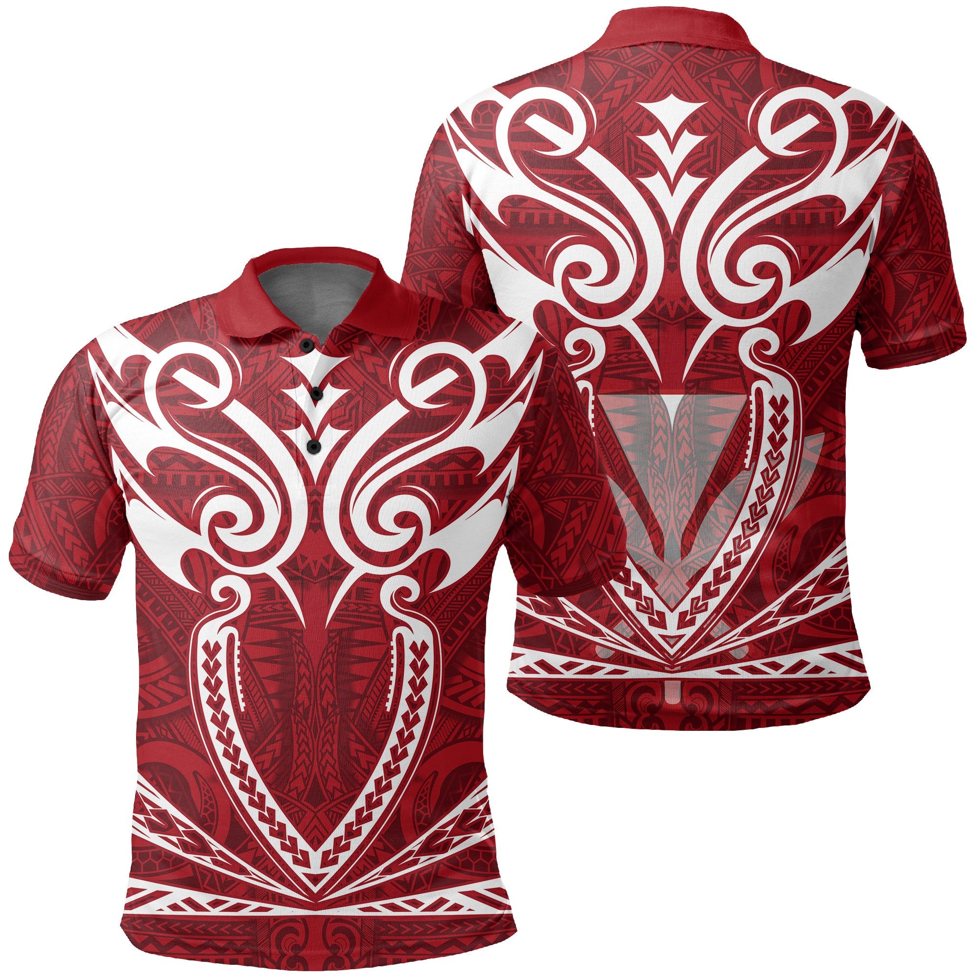 Hawaii Kanaka Polynesian Football Jersey Polo Shirt Red Bernice AH Unisex Red - Polynesian Pride