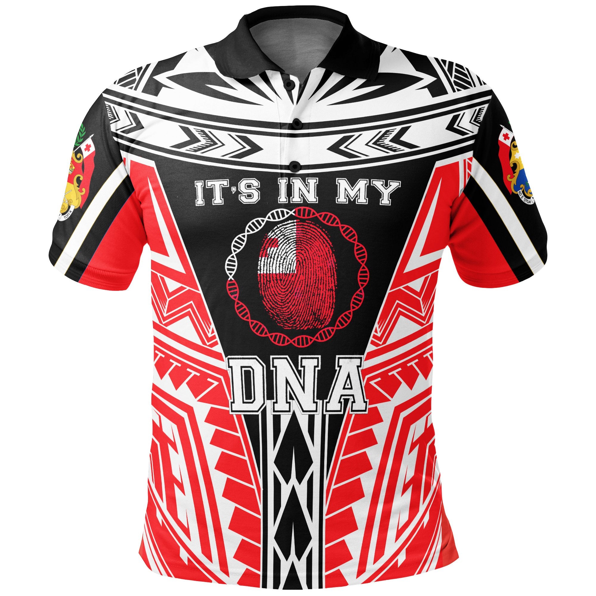 Tonga Polo Shirt Its In My DNA White Red Color Unisex Red - Polynesian Pride