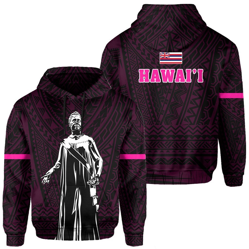 Polynesian Queen Liliuokalani Flag of Hawaii Hoodie Pink Unisex Pink - Polynesian Pride