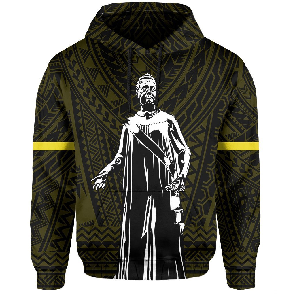 Polynesian Queen Liliuokalani Flag of Hawaii Hoodie Yellow - Polynesian Pride