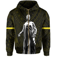 Polynesian Queen Liliuokalani Flag of Hawaii Zip Hoodie Yellow - Polynesian Pride