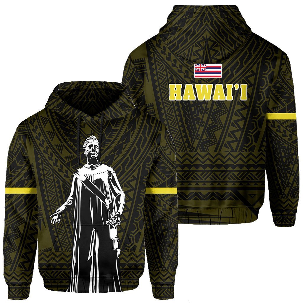 Polynesian Queen Liliuokalani Flag of Hawaii Hoodie Yellow Unisex Yellow - Polynesian Pride