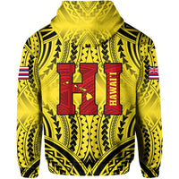 Polynesian Queen Liliuokalani Flag of Hawaii Zip Hoodie Yellow Background - Polynesian Pride