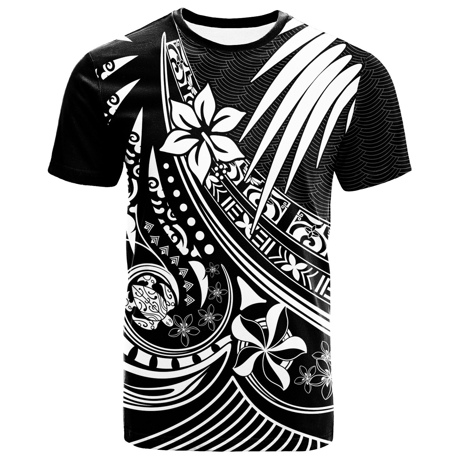 Polynesian T Shirt The Flow Of The Ocean Unisex Black - Polynesian Pride