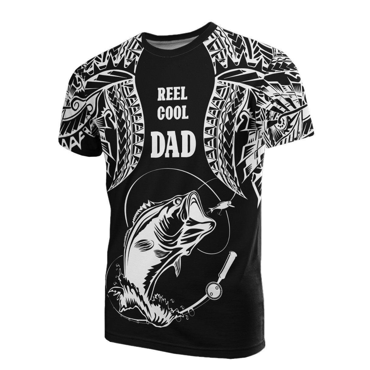 Polynesia T Shirt Reel Cool Dad Fishing Unisex Black - Polynesian Pride