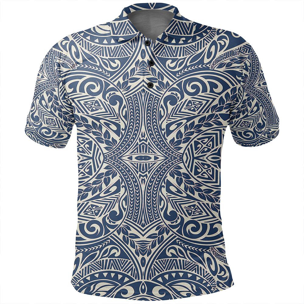 Unisex Polynesian Culture Blue White Polo Shirt - Polynesian Pride